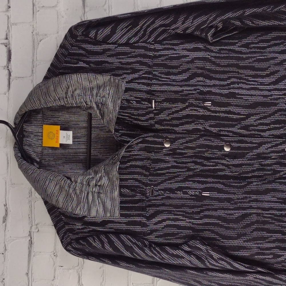 Ruby Rd. Black/Silver Lightweight Jacket, Size 14 - image 2